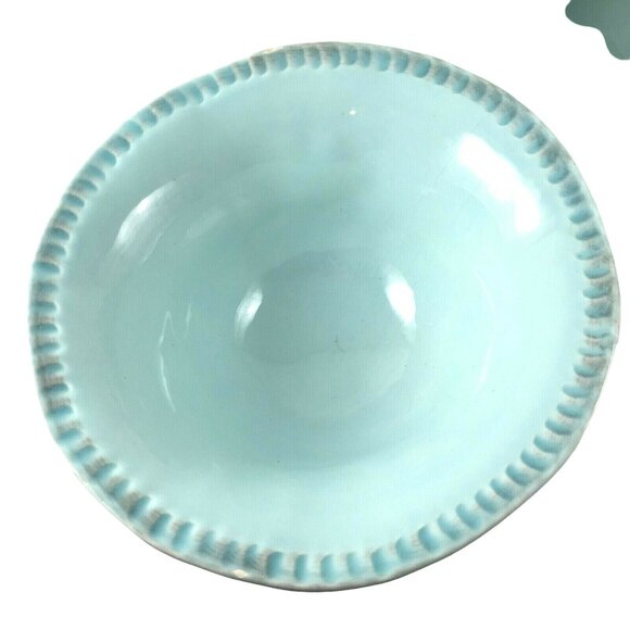2 Mano Aqua Crate and Barrel Soup Salad Bowls Pie Crust Edge Made in Italy - Picture 2 of 9